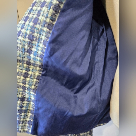 LUCIA Blue and White Women's Tweed Jacket. Size Italy 42/ Large - Picture 8 of 13